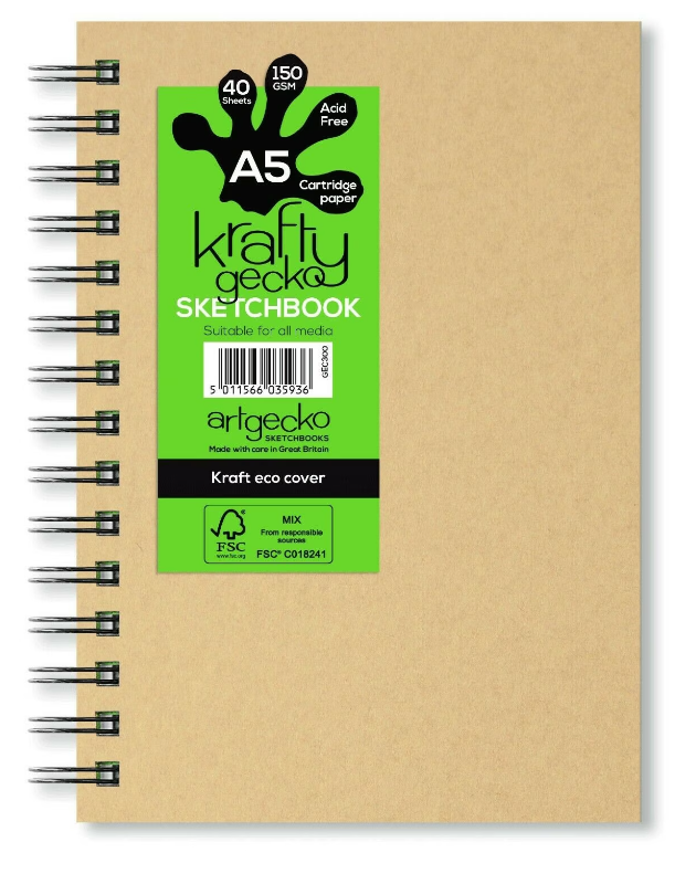 ArtGecko Krafty Hard Back Spiral Sketchbook A5 Portrait Turners Art
